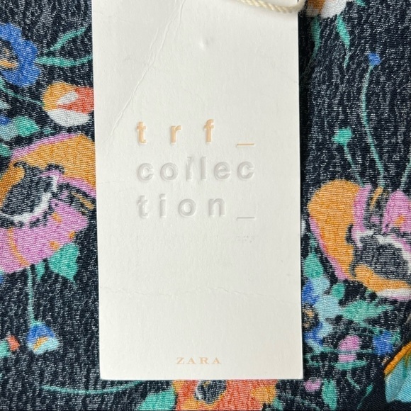 NWT ZARA 90s Babydoll Button Front Floral Ruched‎ Short Sleeves V-Neck Top XS - Picture 6 of 8